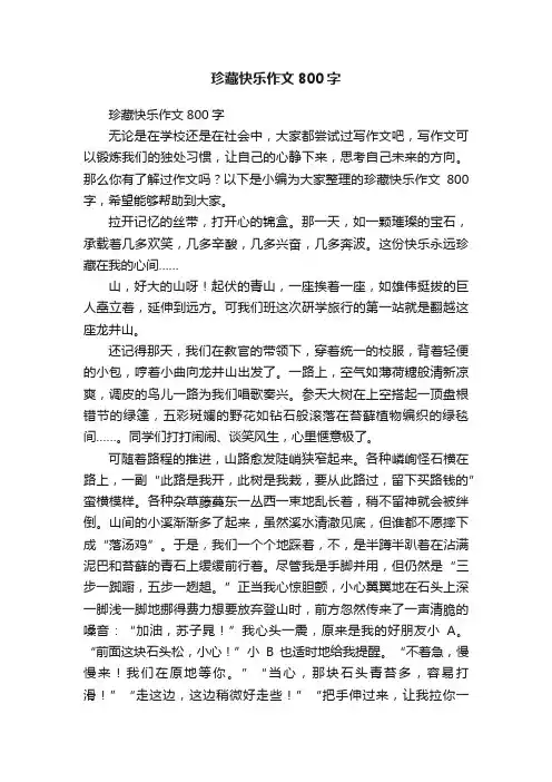 珍藏快乐作文800字