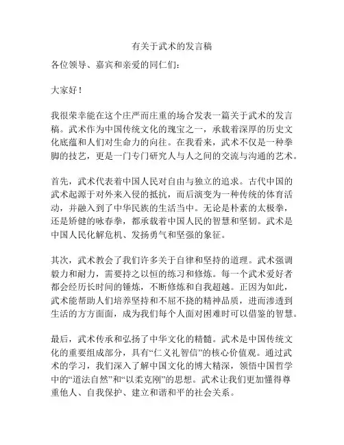 有关于武术的发言稿