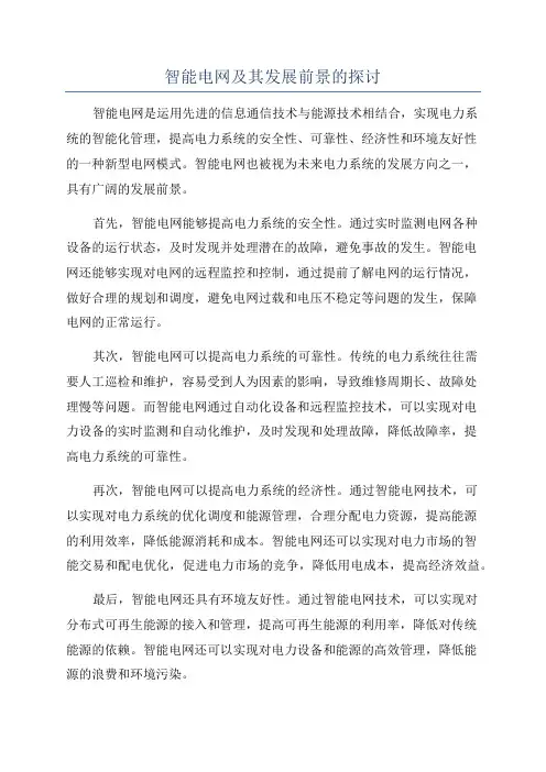 智能电网及其发展前景的探讨