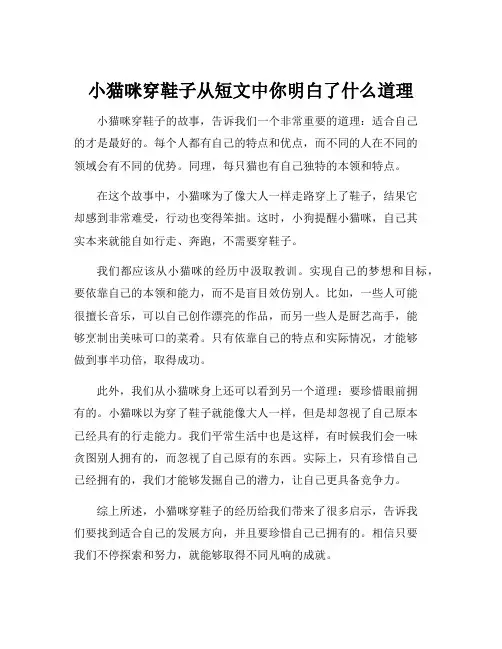 小猫咪穿鞋子从短文中你明白了什么道理