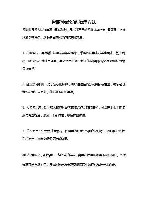 肾脓肿最好的治疗方法