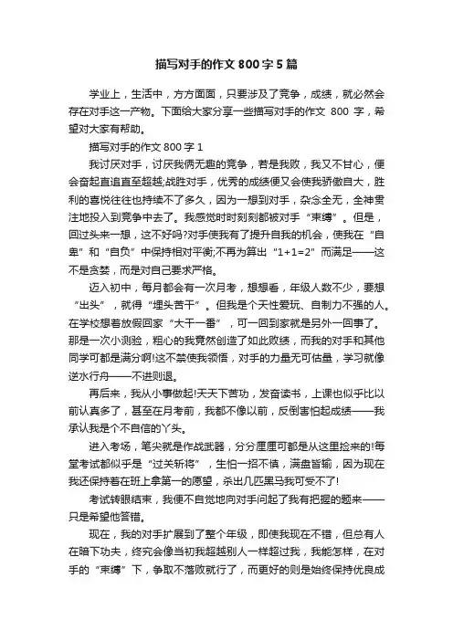描写对手的作文800字5篇