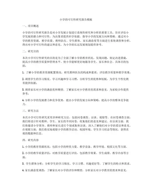 小学的可行性研究报告模板