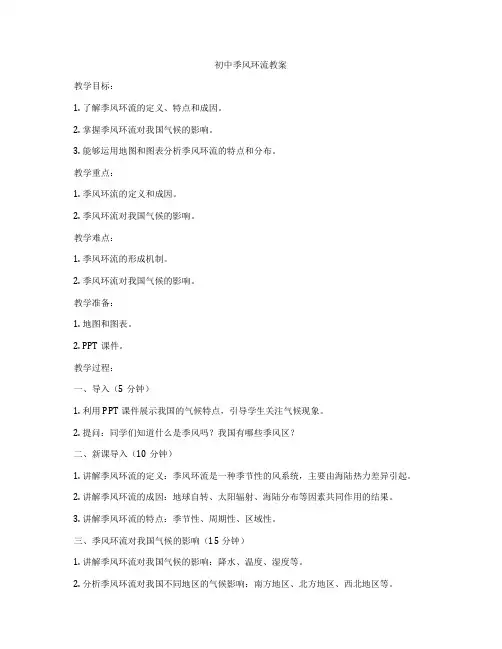 初中季风环流教案