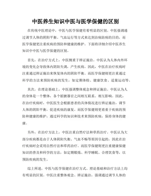 中医养生知识中医与医学保健的区别