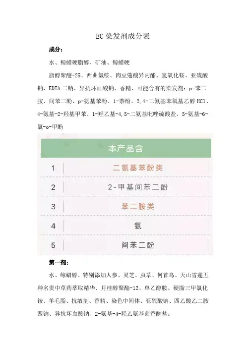 EC染发剂成分表