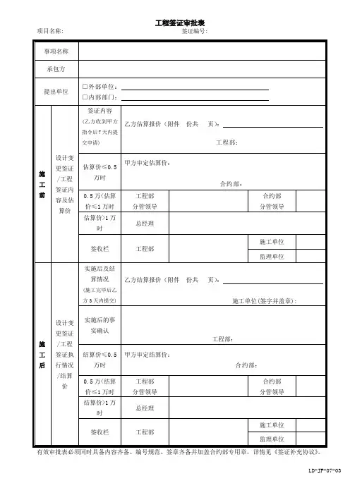 《工程签证审批表》