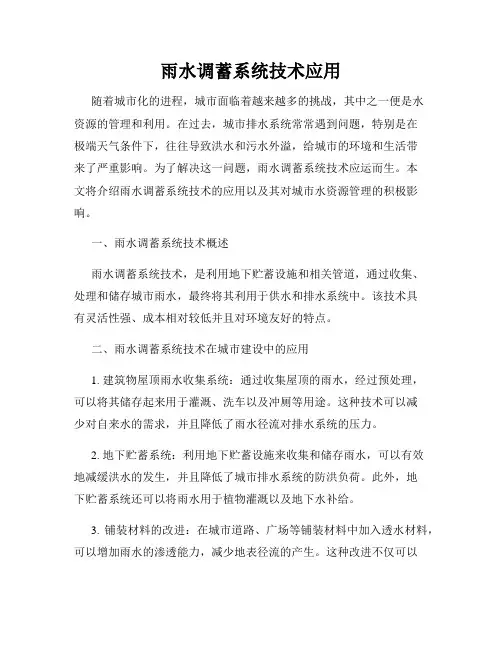 雨水调蓄系统技术应用