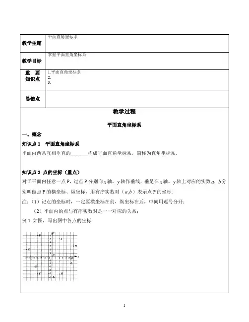 八上 平面直角坐标系 全章节题型分类 知识点+例题+练习