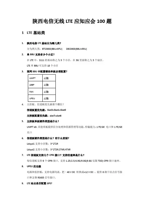 华为无线LTE应知应会100题 V1.0