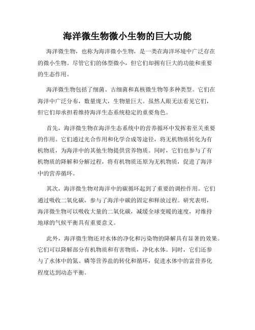 海洋微生物微小生物的巨大功能