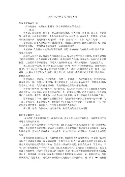 我的作文800字高中优秀6篇