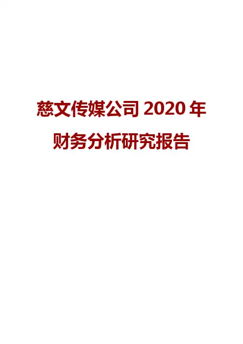慈文传媒公司2020年财务分析研究报告