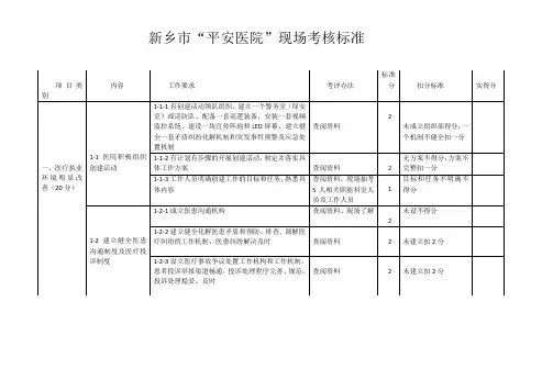 平安医院考核标准