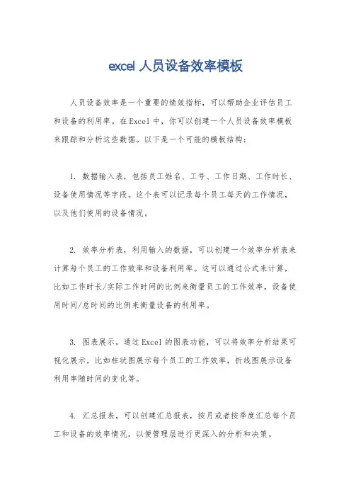 excel 人员设备效率模板