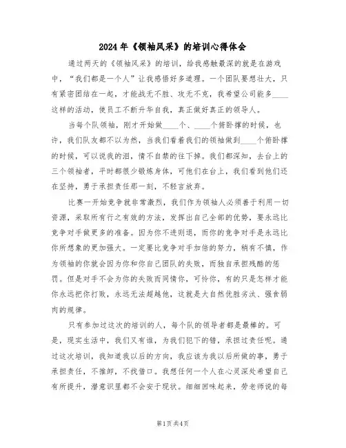 2024年《领袖风采》的培训心得体会(2篇)