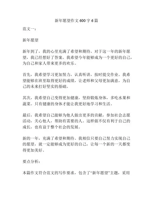 新年愿望作文600字6篇