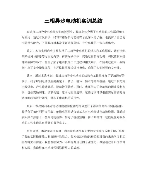 三相异步电动机实训总结