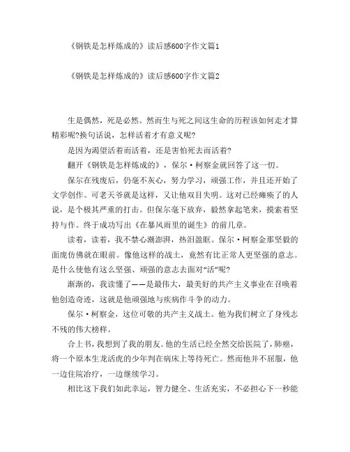 《钢铁是怎样炼成的》读后感600字作文7篇