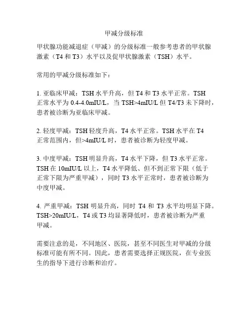 甲减分级标准