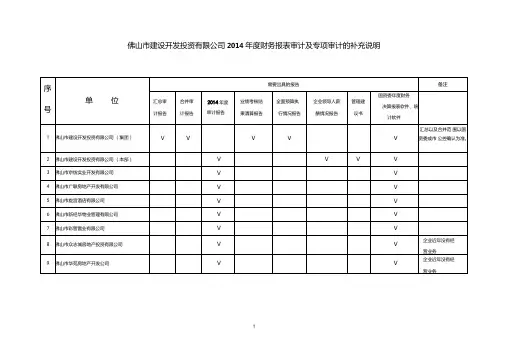公司2014年财务报表审计及专项审