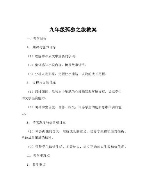 九年级孤独之旅教案