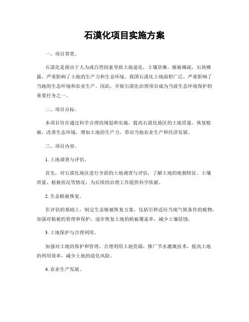 石漠化项目实施方案