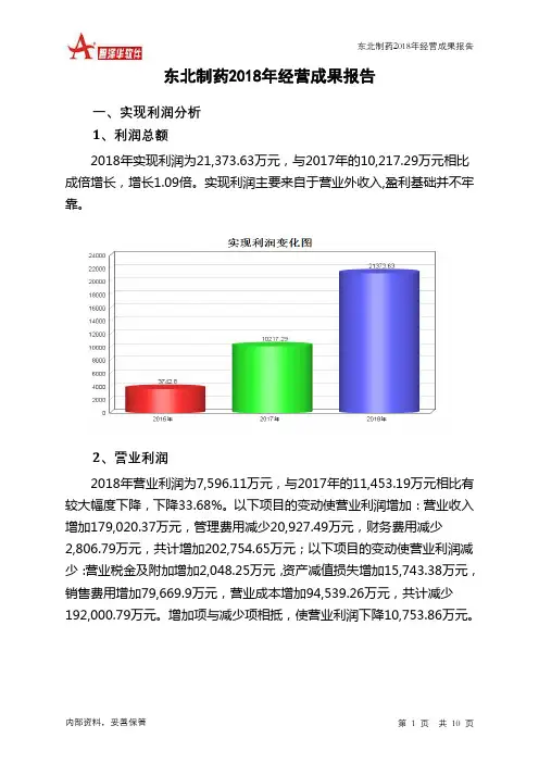 东北制药2018年经营成果报告-智泽华