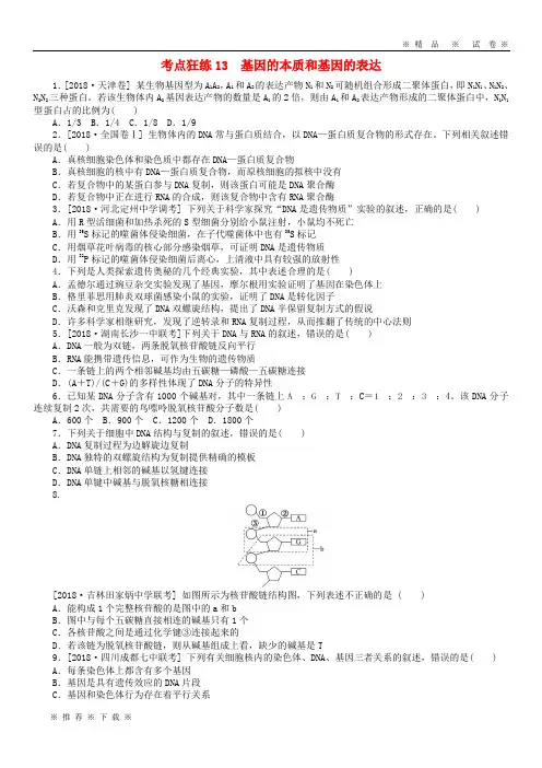 【人教版】2020高考生物二轮复习考点狂练13基因的本质和基因的表达