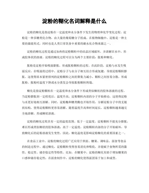 淀粉的糊化名词解释是什么