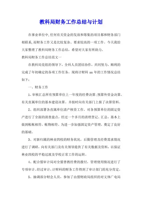 教科局财务工作总结与计划