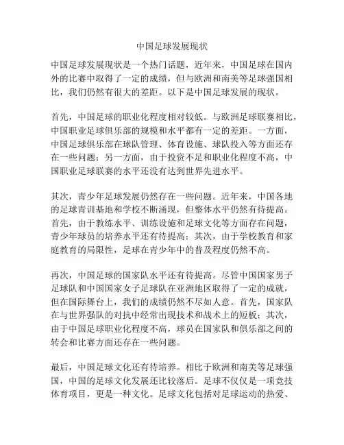 中国足球发展现状