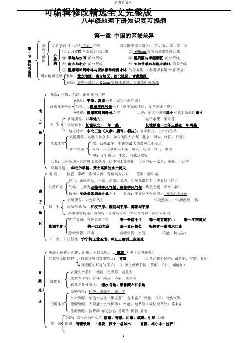 湘教版《地理》八年级下册—知识点归纳精选全文完整版