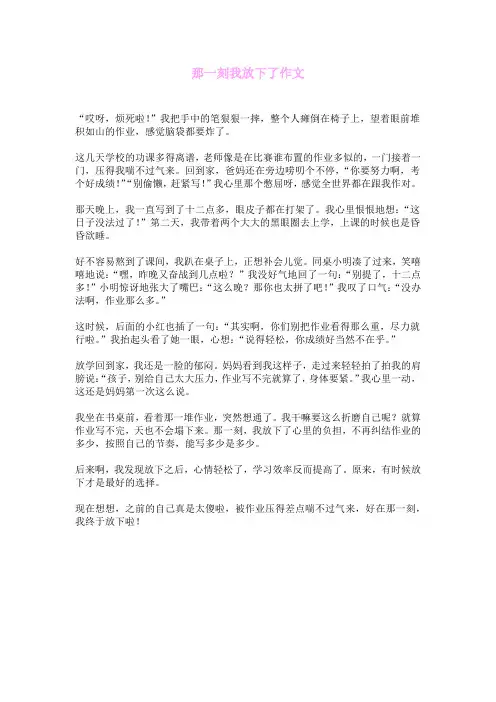 那一刻我放下了作文
