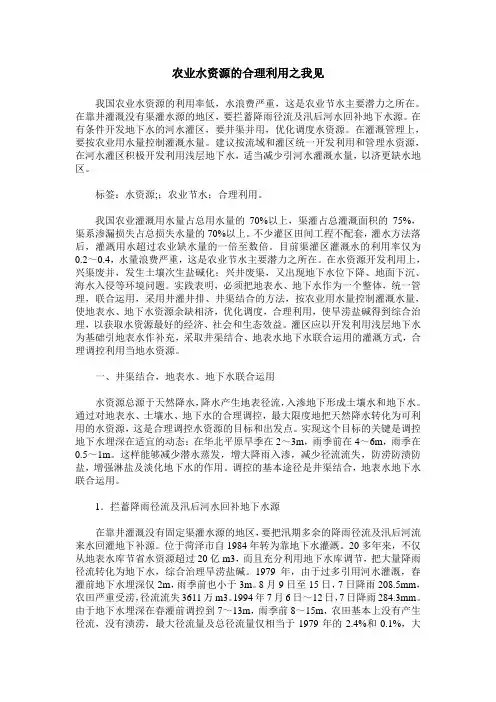 农业水资源的合理利用之我见
