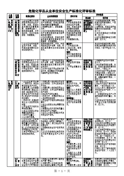 12项危险化学品从业单位安全生产标准化评审标准打印版-30页精选文档