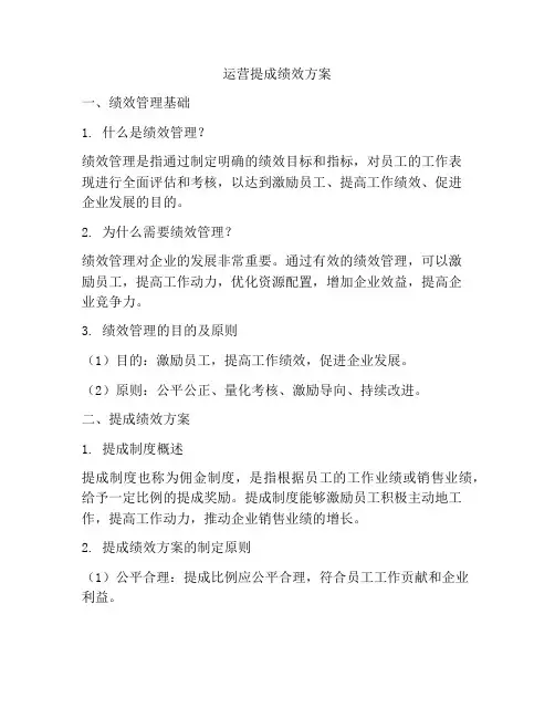 运营提成绩效方案