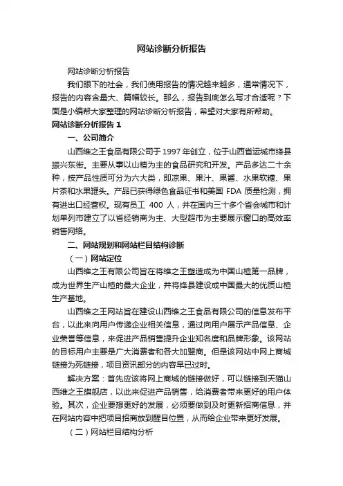 网站诊断分析报告