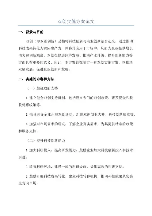 双创实施方案范文
