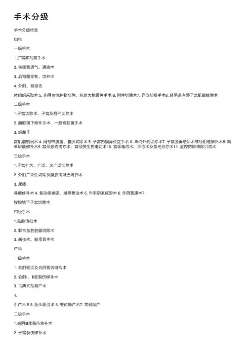 手术分级——精选推荐