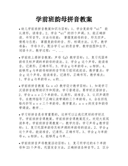 学前班韵母拼音教案