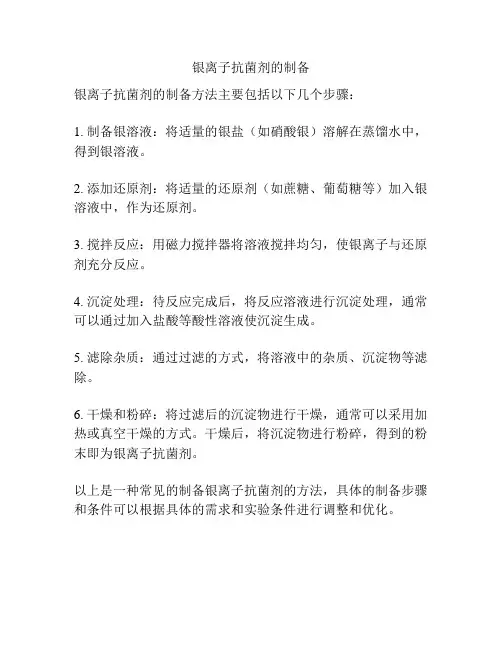 银离子抗菌剂的制备
