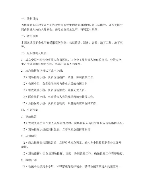 受限空间应急预案及演练