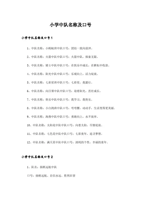 小学中队名称及口号