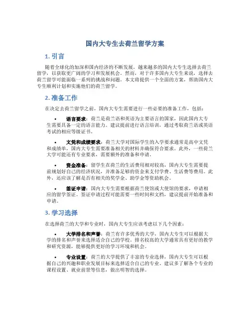国内大专生去荷兰留学方案