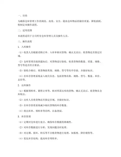 仓库管理制度员工操作流程