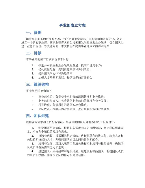 事业部成立方案