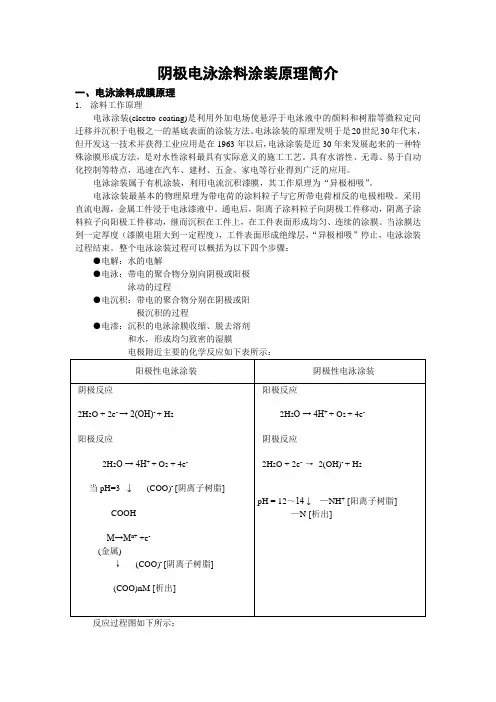 阴极电泳涂料涂装原理简介