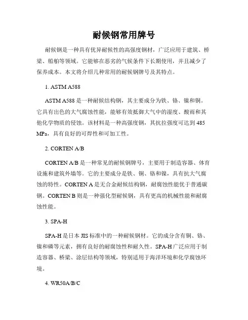 耐候钢常用牌号