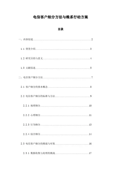 电信客户细分方法与维系行动方案